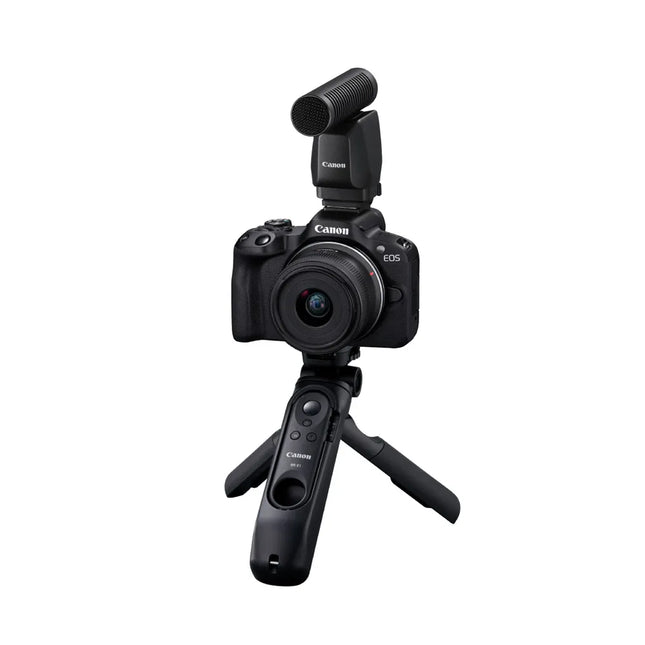 Canon EOS R50 Black + RF-S 18-45 F4.5-6.3 IS STM + Trípode + Micrófono – Kit para creadores de contenido